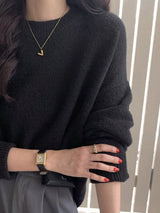 Full Size Cozy Knit Round Neck Oversized Sweater Plus Size - Trendsi - Flyclothing LLC