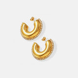 Titanium Steel Inlaid Zircon C-Hoop Earrings - Trendsi - Flyclothing LLC