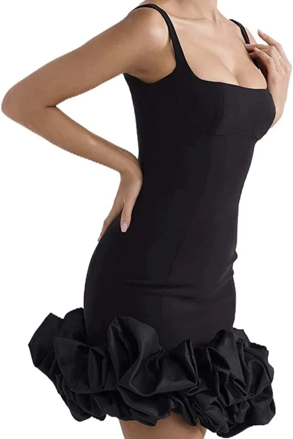 Ruched Square Neck Sleeve Mini Dress - Trendsi - Flyclothing LLC