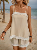 Fringe Square Neck Cami and Shorts Set - Trendsi