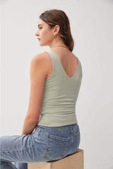 Be Cool V-Neck Wide Strap Tank - Trendsi - Flyclothing LLC