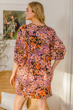 ODDI Full Size Floral Tied Neck Mini Dress - Trendsi
