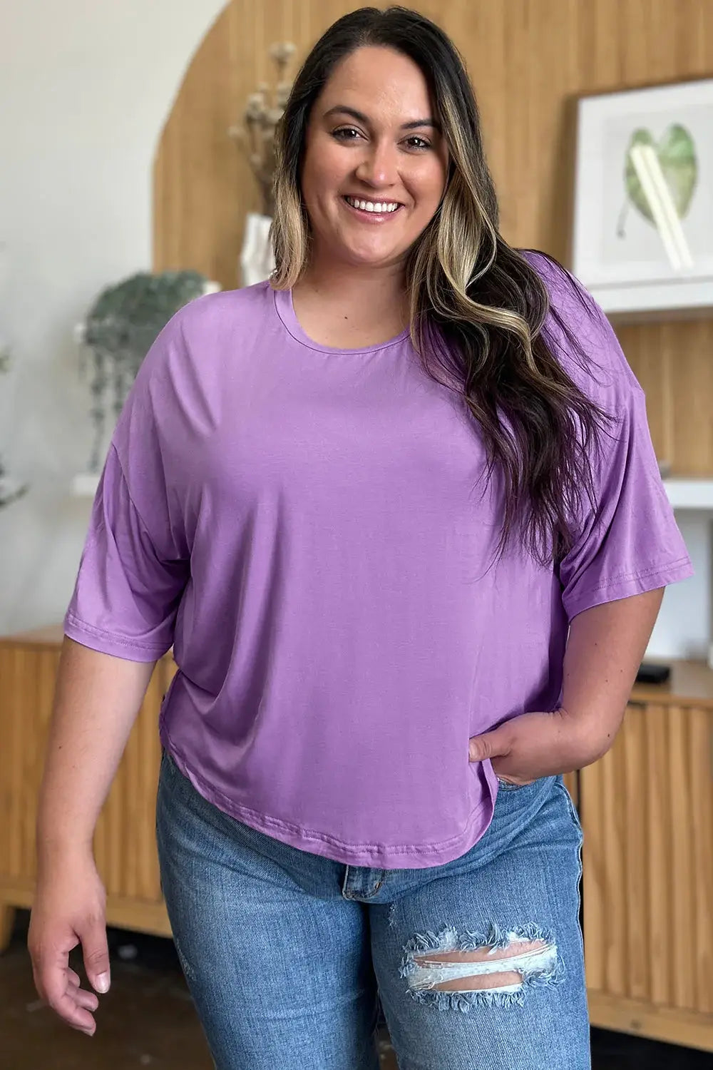 Basic Bae Bamboo Full Size Round Neck Drop Shoulder T-Shirt - ShopBasicbae - Flyclothing LLC