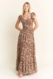 Jade By Jane Ruffle Sleeve Tiered Maxi Dress - Trendsi