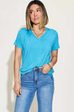 Basic Bae Full Size V-Neck High-Low T-Shirt - Trendsi - Flyclothing LLC