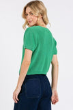 Mittoshop V-Neck Short Sleeve Crop Sweater - Trendsi