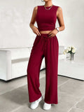 Mock Neck Sleeveless Top and Drawstring Pants Set - Trendsi - Flyclothing LLC