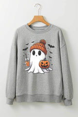 Ghost Round Neck Long Sleeve Sweatshirt - Trendsi - Flyclothing LLC