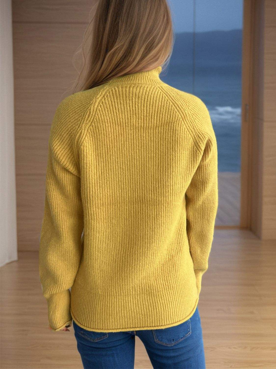 Turtleneck Long Sleeve Sweater - Trendsi - Flyclothing LLC