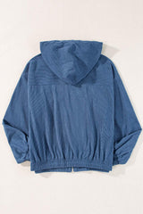 Pocketed Zip Up Long Sleeve Hooded Jacket - Trendsi - Flyclothing LLC