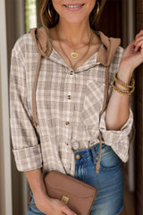 Drawstring Button Up Hooded Jacket - Trendsi - Flyclothing LLC