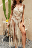 Cutout Fringe Scoop Neck Cover-Up - Trendsi - Flyclothing LLC