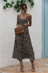 Daisy Print Surplice Midi Cami Dress - Trendsi - Flyclothing LLC