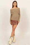 HYFVE Fuzzy Off Shoulder Textured Knit Top - Trendsi - Flyclothing LLC