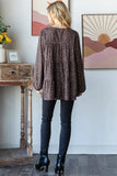 Heimish Leopard  Long Sleeve Tiered Blouse - Trendsi