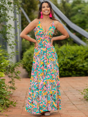 Twisted Printed V-Neck Cami Dress - Trendsi