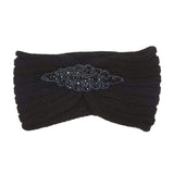Beaded Flower Applique Knit Headband Earmuff Ear Warmer - Madeline Love - Flyclothing LLC