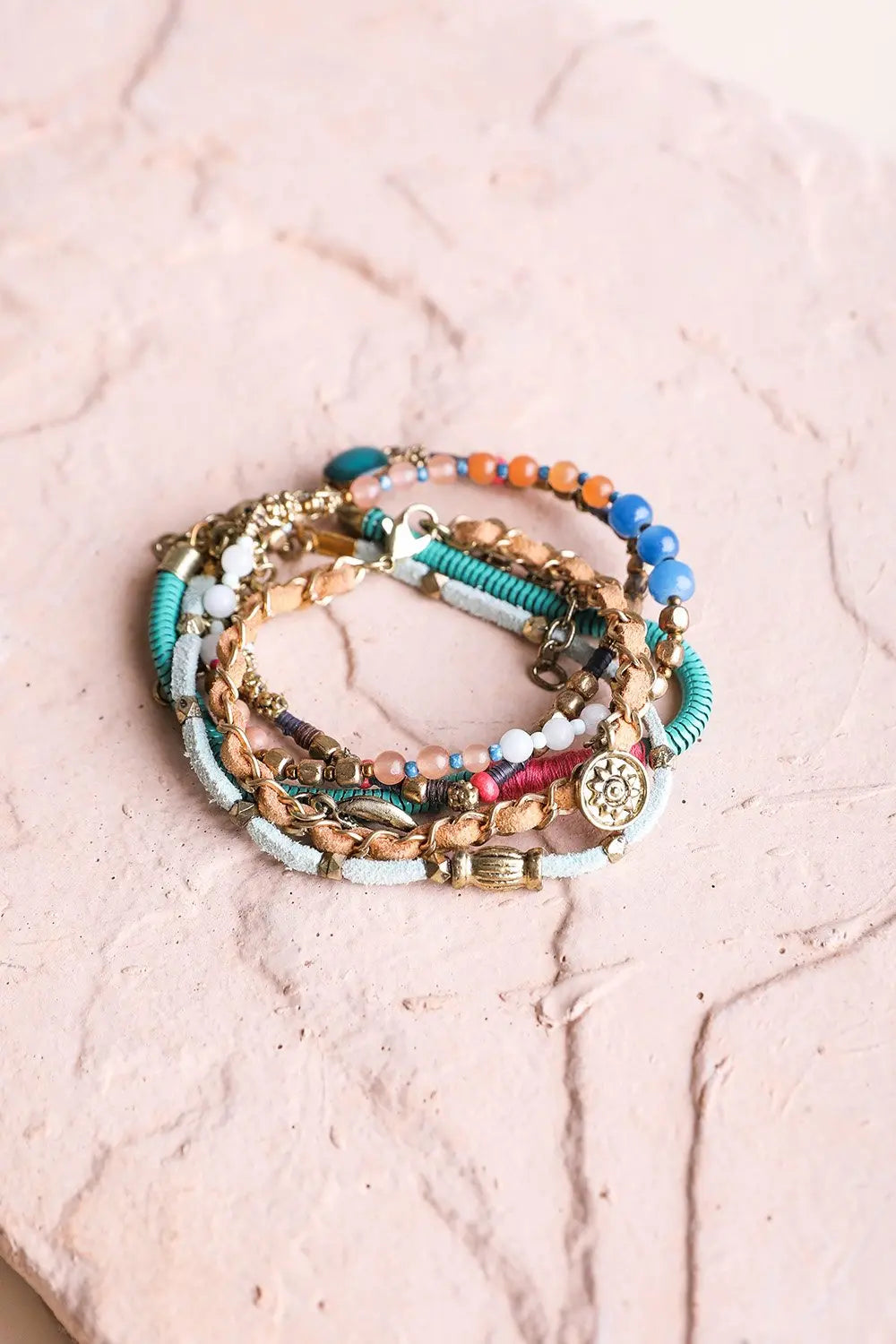 Beaded Gold Stacked Bracelet💚 - Boho Clothing and Accessories - Flyclothing LLC