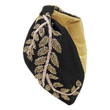 Beaded Leaf Cluster Knot Burnout Headband - Madeline Love - Flyclothing LLC