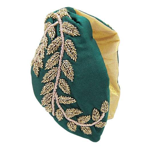 Beaded Leaf Cluster Knot Burnout Headband - Madeline Love - Flyclothing LLC