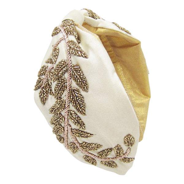 Beaded Leaf Cluster Knot Burnout Headband - Madeline Love - Flyclothing LLC