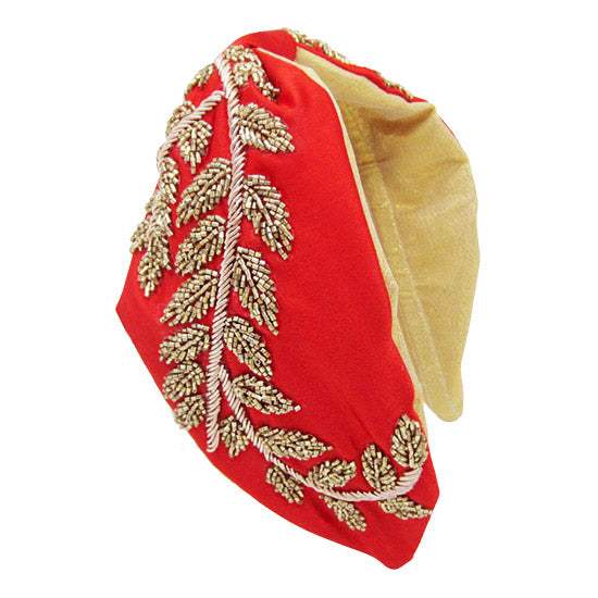 Beaded Leaf Cluster Knot Burnout Headband - Madeline Love - Flyclothing LLC