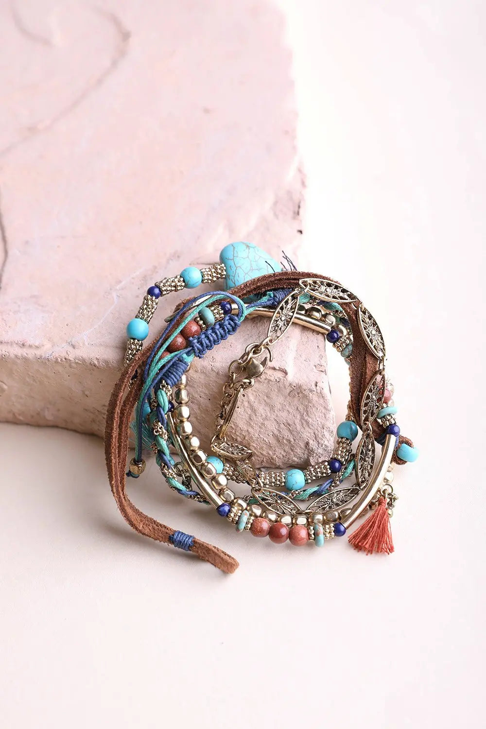 Beaded Suede Bracelet🩵 - Boho Clothing and Accessories - Flyclothing LLC