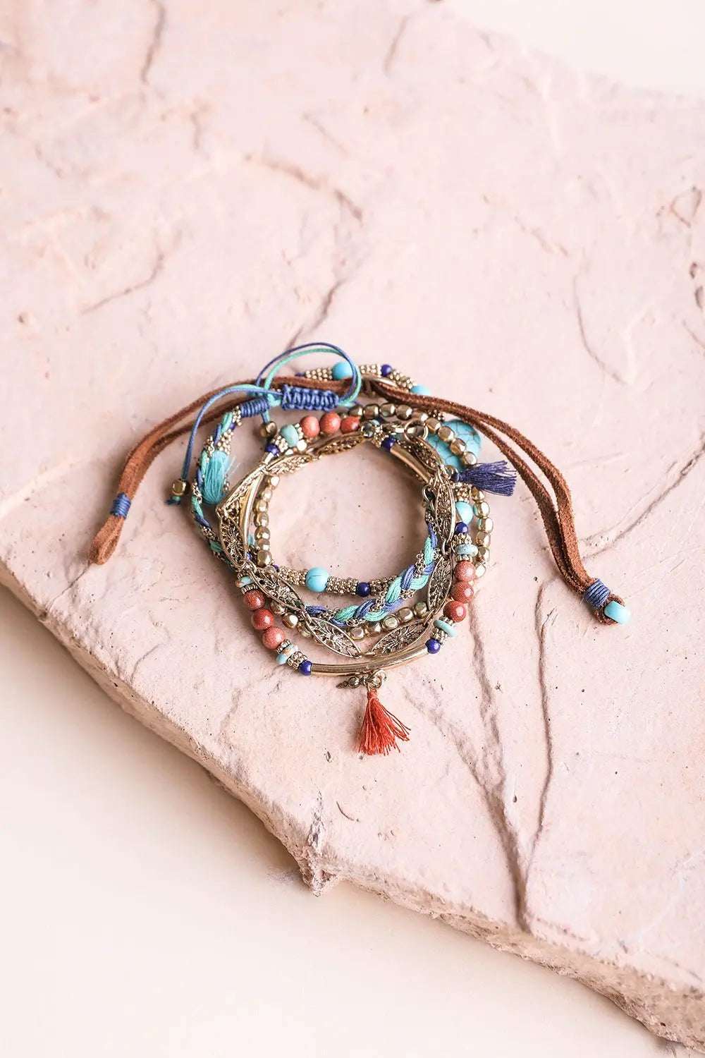 Beaded Suede Bracelet🩵 - Boho Clothing and Accessories - Flyclothing LLC