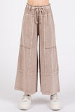 Mittoshop Mineral Wash Seam French Terry Wide Leg Pants - Trendsi