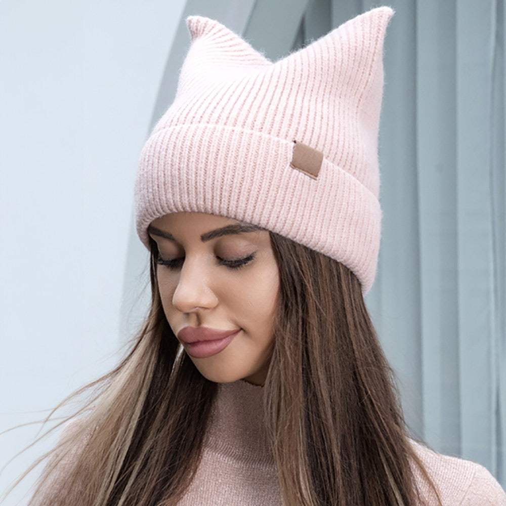 Beanie with Cat Ears - Madeline Love - Flyclothing LLC