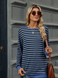 Striped Round Neck Long Sleeve T-Shirt - Trendsi - Flyclothing LLC