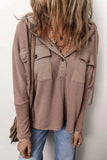 Pocketed Half Button Long Sleeve Hoodie - Trendsi - Flyclothing LLC