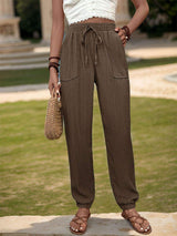 Textured High Waist Joggers - Trendsi - Flyclothing LLC