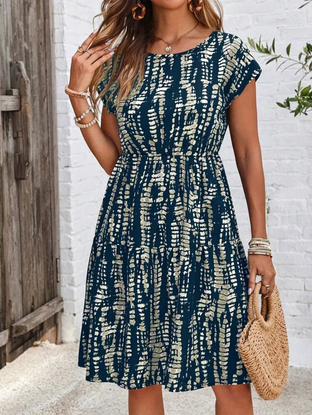 Plus Size Tie-Dye Ruffle Hem Casual Dress - Trendsi - Flyclothing LLC