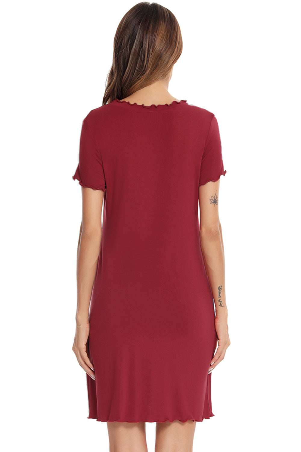 Round Neck Short Sleeve Lounge Dress - Trendsi - Flyclothing LLC