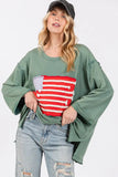 SAGE + FIG Full Size American Flag Patch Drop Shoulder T-Shirt - Trendsi