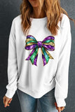 Bow Round Neck Long Sleeve Sweatshirt - Trendsi
