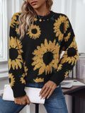 Sunflower Round Neck Long Sleeve Sweater - Trendsi