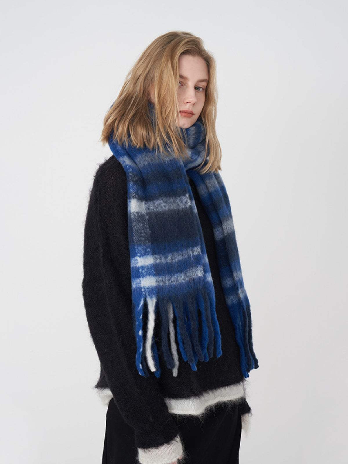 Fringe Plaid Polyester Scarf - Trendsi - Flyclothing LLC