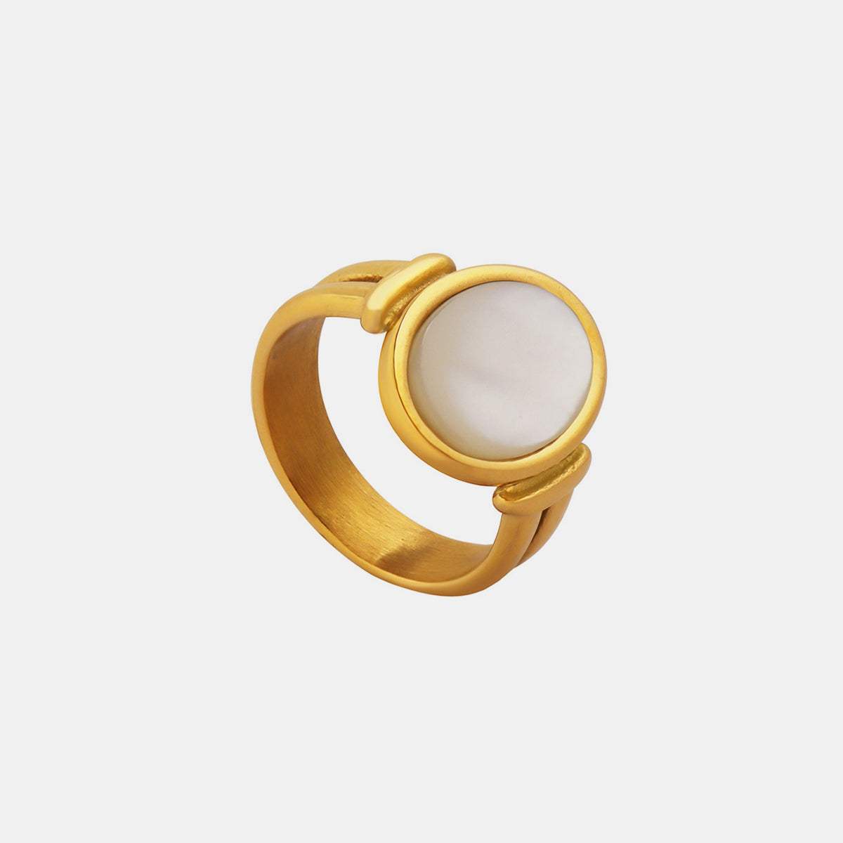 Titanium Steel White Sea Shell Ring - Trendsi - Flyclothing LLC