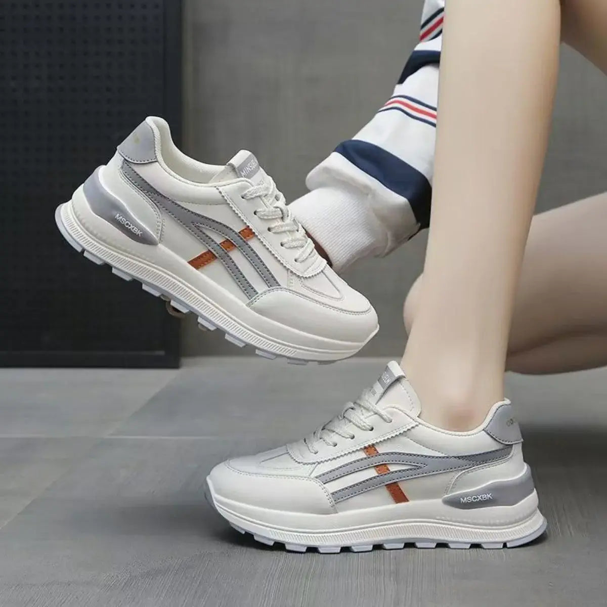 Round Toe Lace-Up Athletic - Trendsi - Flyclothing LLC