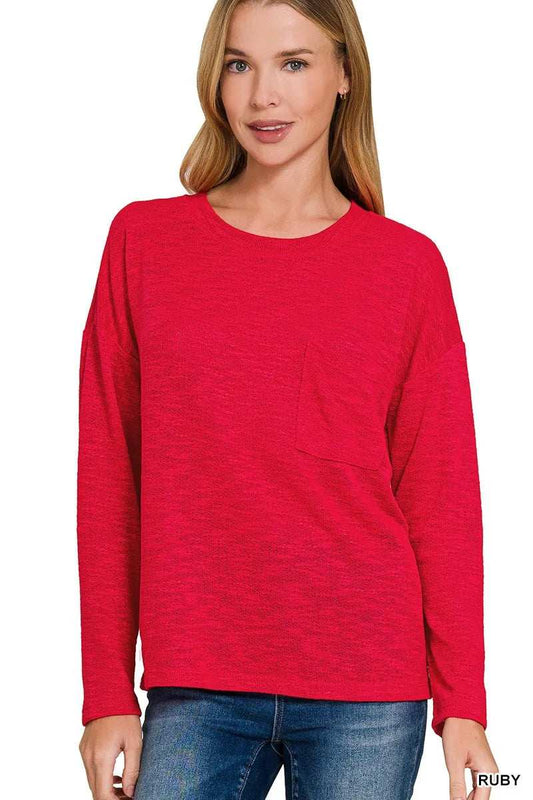 Zenana Slub Hacci Long Sleeve T-Shirt - Trendsi - Flyclothing LLC