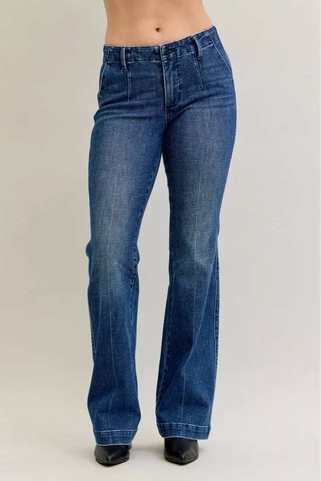 Judy Blue Full Size Mid Rise Bootcut Jeans with Welt Pockets Plus Size - Trendsi - Flyclothing LLC