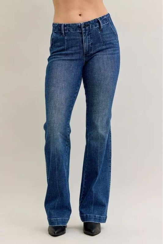 Judy Blue Full Size Mid Rise Bootcut Jeans with Welt Pockets Plus Size - Trendsi - Flyclothing LLC