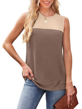 Color Block Round Neck Tank - Trendsi - Flyclothing LLC