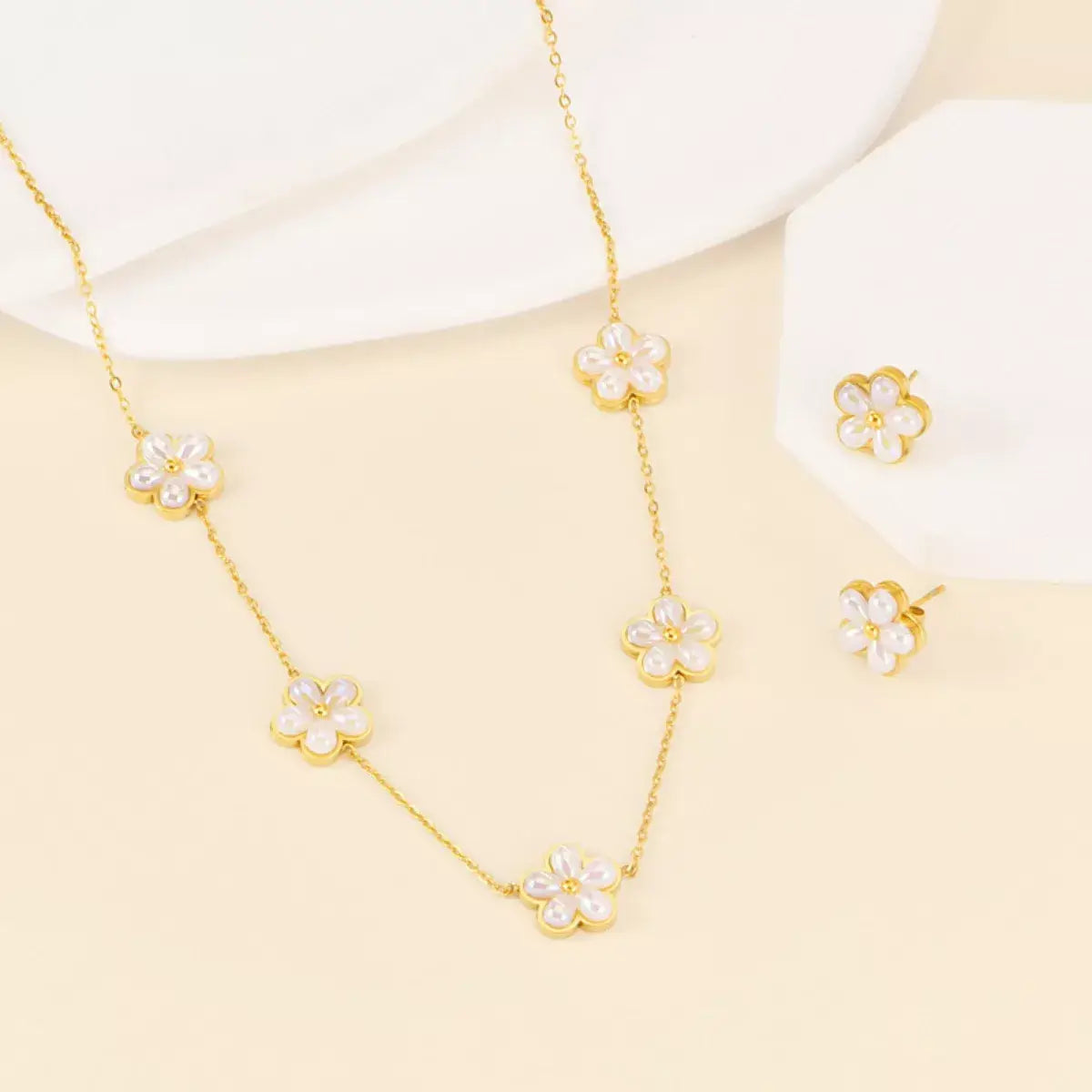 18K Gold-Plated Flower Jewelry Set - Trendsi - Flyclothing LLC