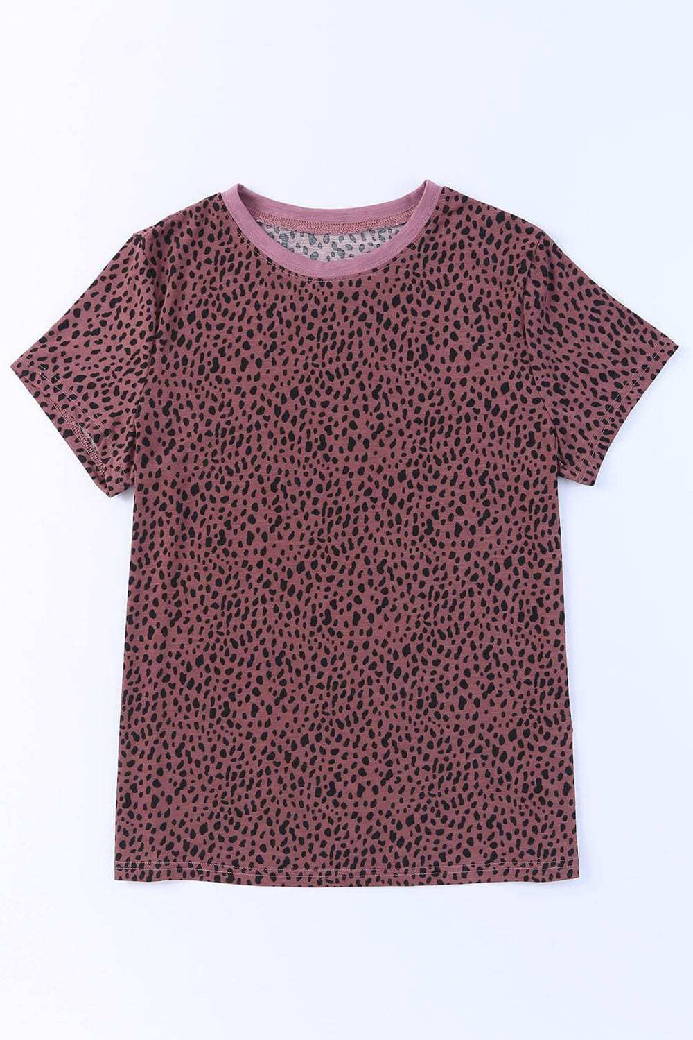 Animal Print Round Neck Short Sleeve T-Shirt - Trendsi - Flyclothing LLC