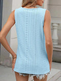 V-Neck Eyelet Knit Cami Tank Top - Trendsi - Flyclothing LLC