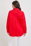 RISEN Button Down Long Sleeve Denim Shacket with Chest Pockets - Trendsi - Flyclothing LLC