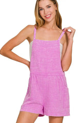 Zenana Washed Double Gauze Tie Back Rompers - Trendsi - Flyclothing LLC